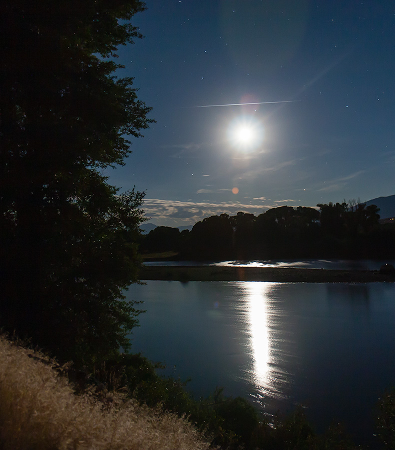 Moonlight on the river at Chico.